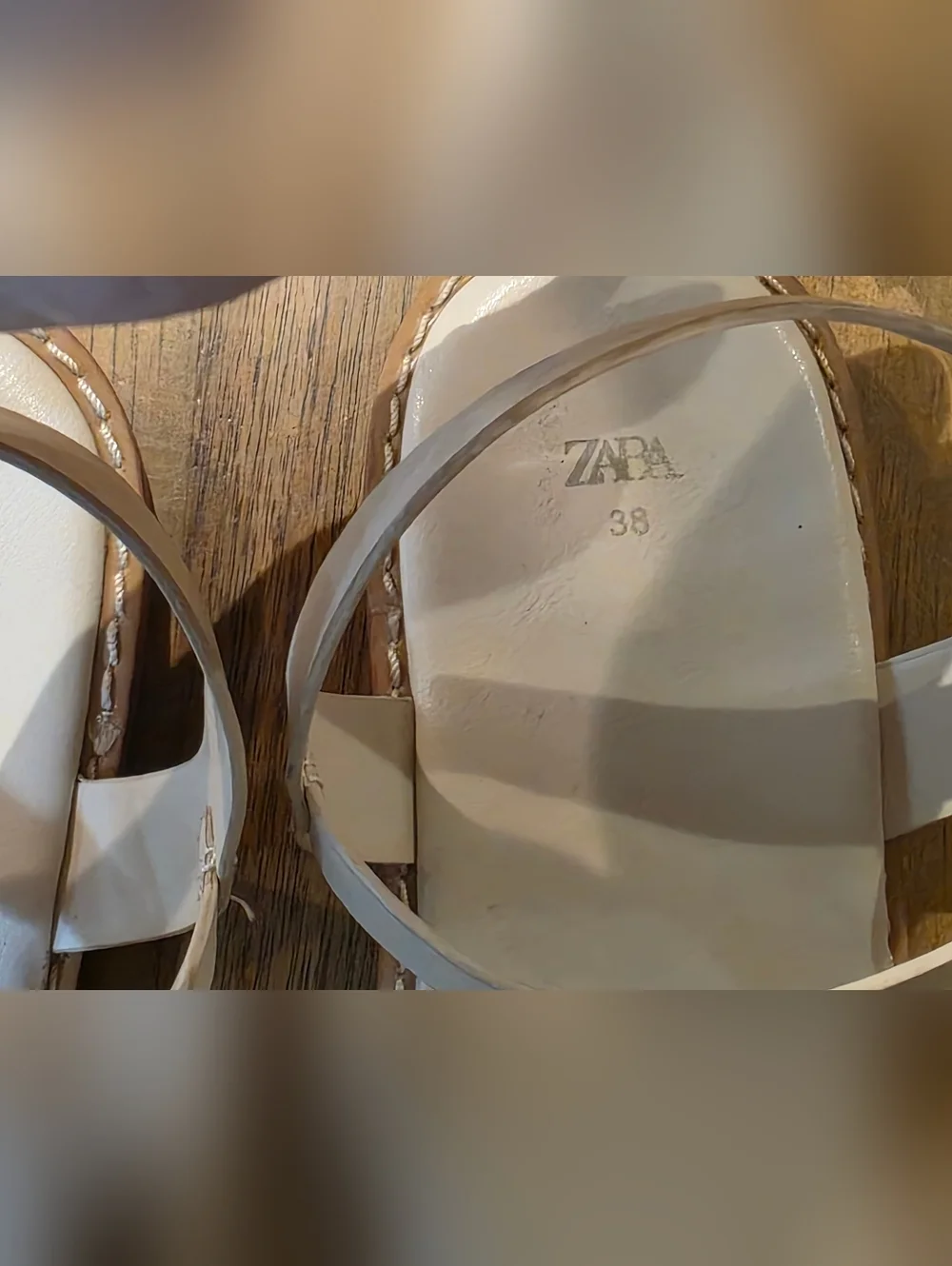 Zara Leather Cream Ivory Buckled Slingbacks Caged Sandals Sz 38 / 7.5 - Picture 6 of 9